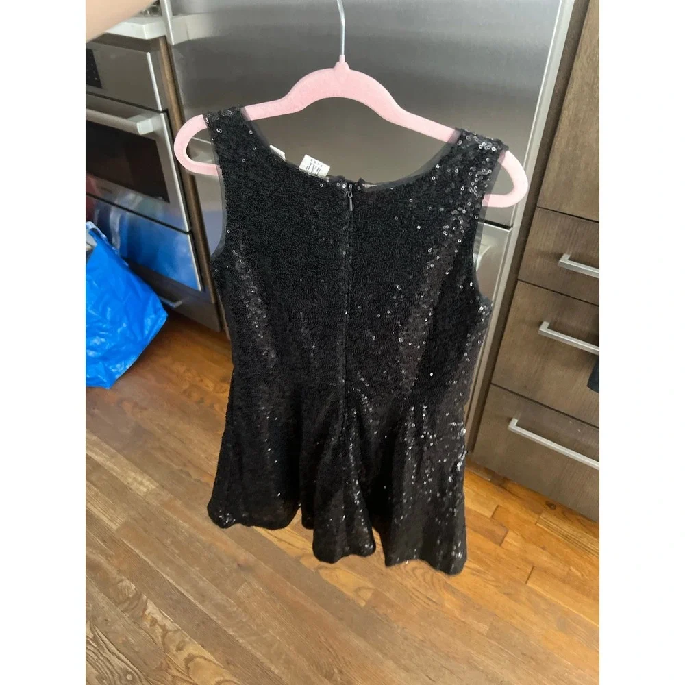 GAP GIRLS BLACK MOONLESS NIGHT SLEEVELESS SEQUIN‎ TANK PARTY DRESS $68 SZ 8